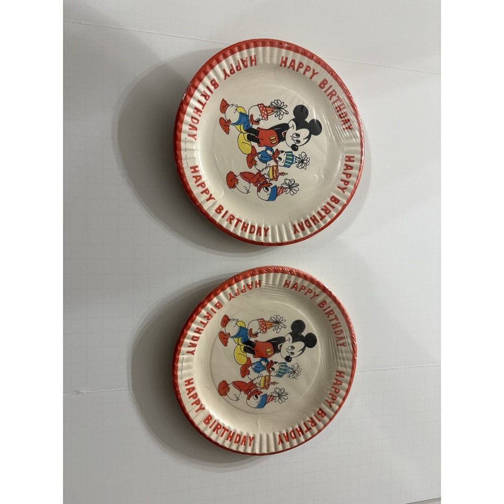 Mickey Huey‎ Dewey Louie Birthday Paper Plates Walt Disney Productions Vintage